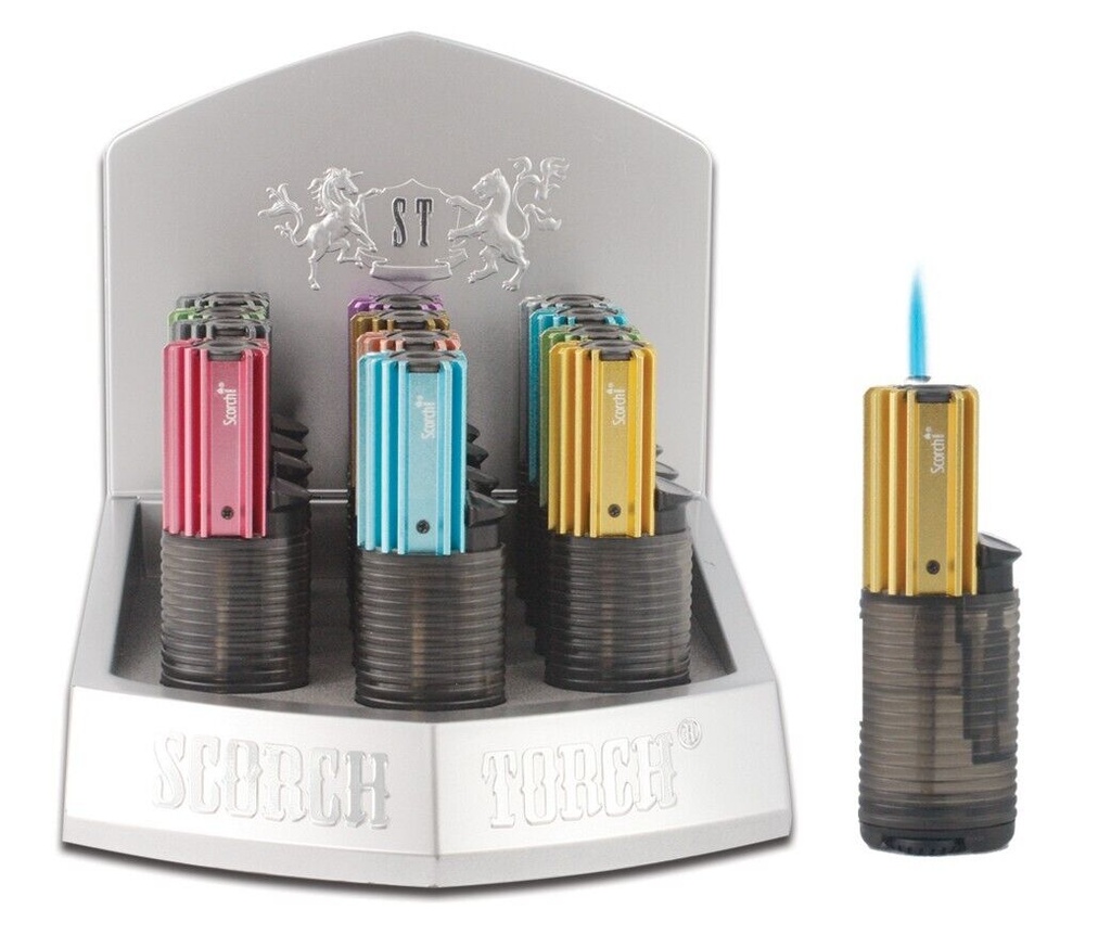 SCORCH TORCH LIGHTER STRIGHT UP TORCH ASST COLOR 9CT