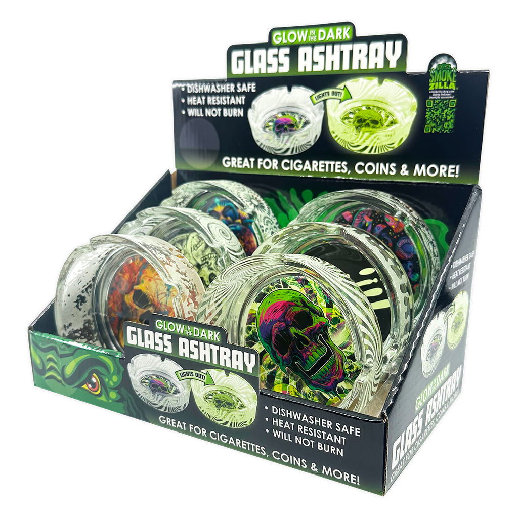 SMOKEZILLA GID GLASS ASHTRAY MIXE BOX OF 6
