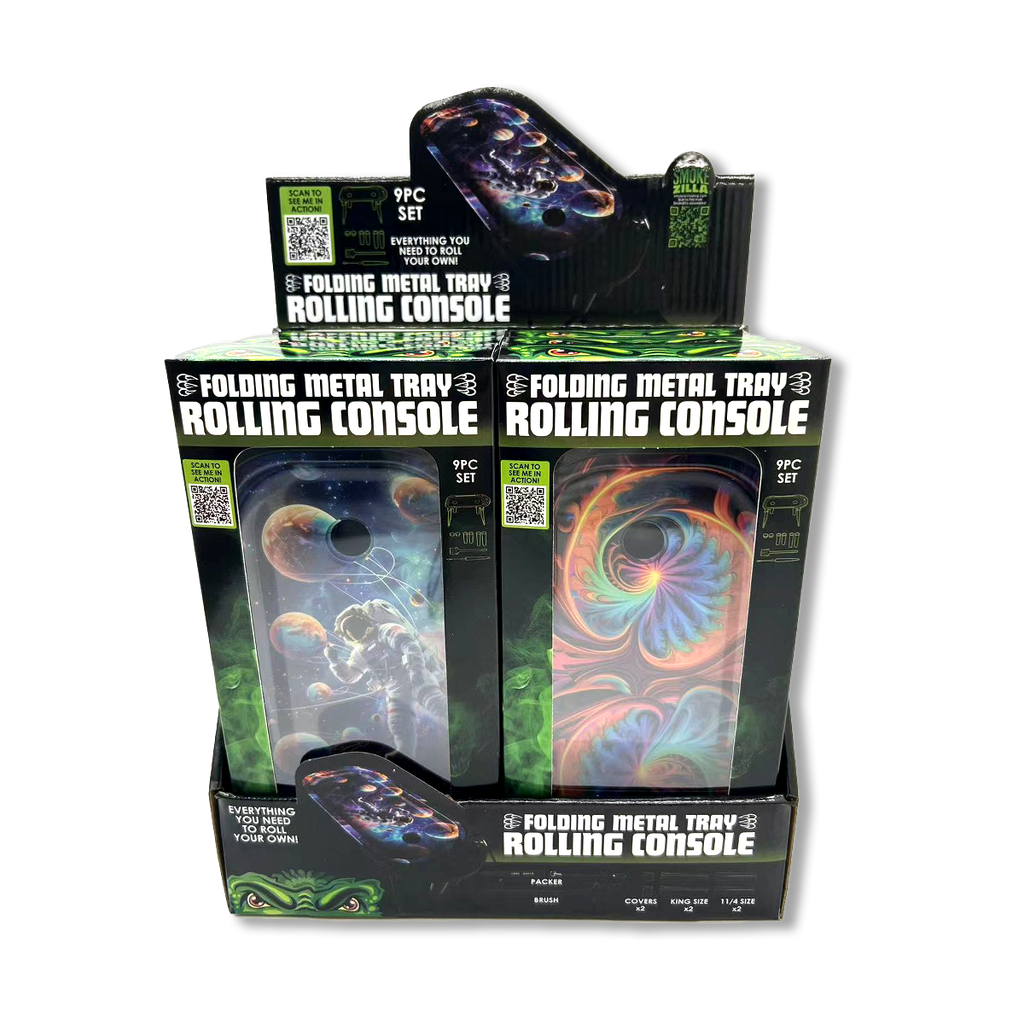 SMOKEZILLA ROLLING TRAY SET STAND BOX OF 6