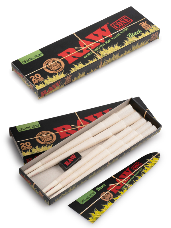 RAW BLACK ORGANIC CONE KING SIZE 20PK