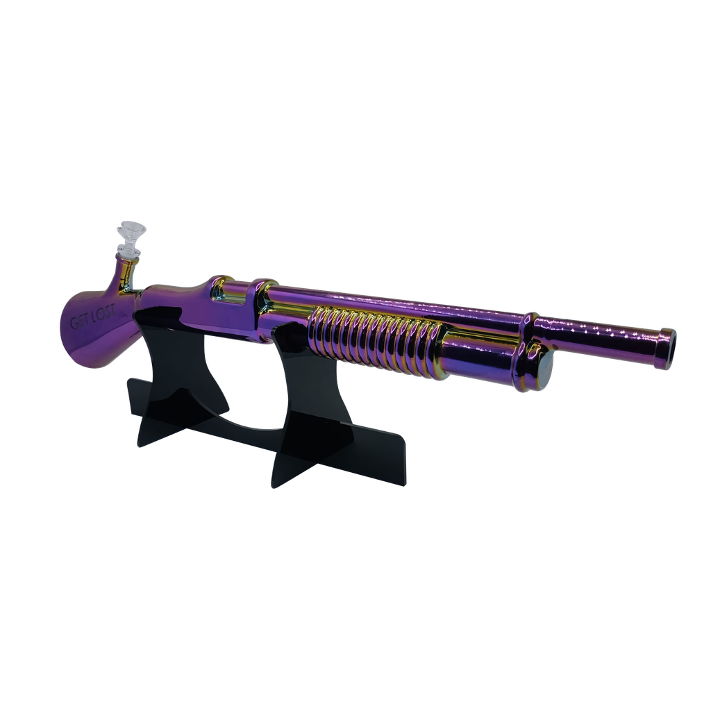 HIPSTER SHOTGUN STYLE GLASS WATER PIPE ASST COLORS