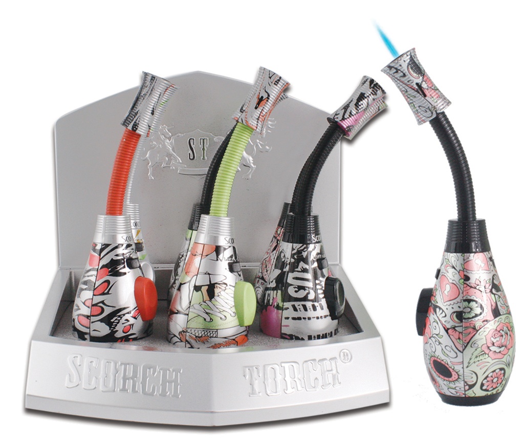 SCORCH TORCH LIGHTER RIBBED NOZZLE ADJUSTABLE TORCH ASST 6CT