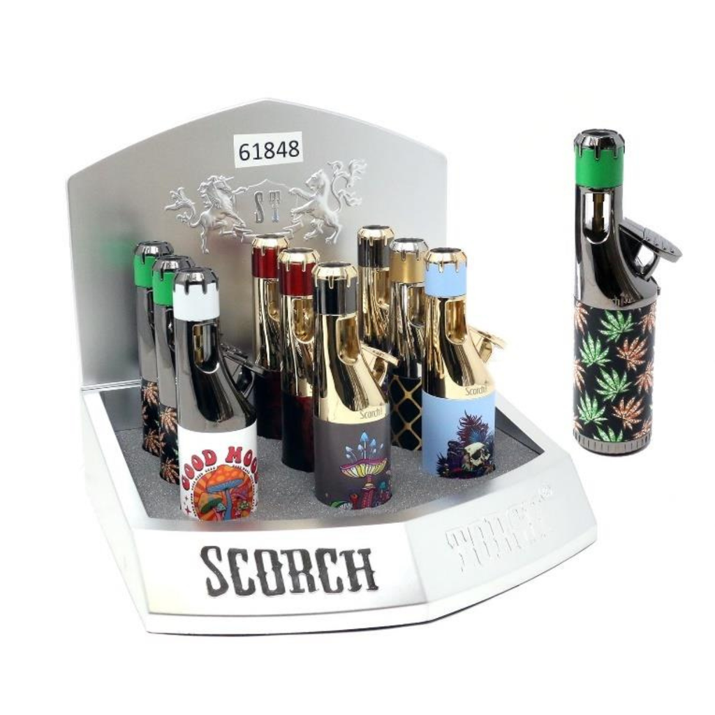 SCORCH TORCH LIGHTER CYLINDRICAL BODY SUNGLE TORCH 9CT
