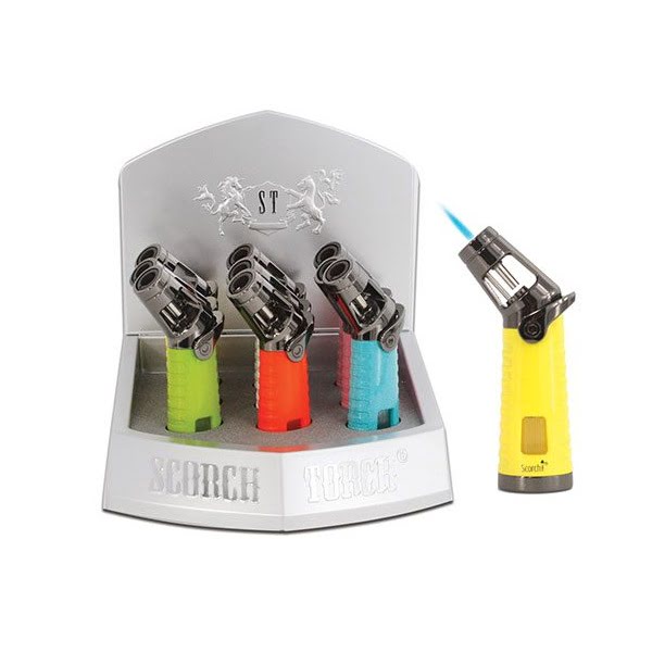 SCORCH TORCH LIGHTER 45 DEGREE NOZZLE W/RING ROCKET ASST COLORS 9CT