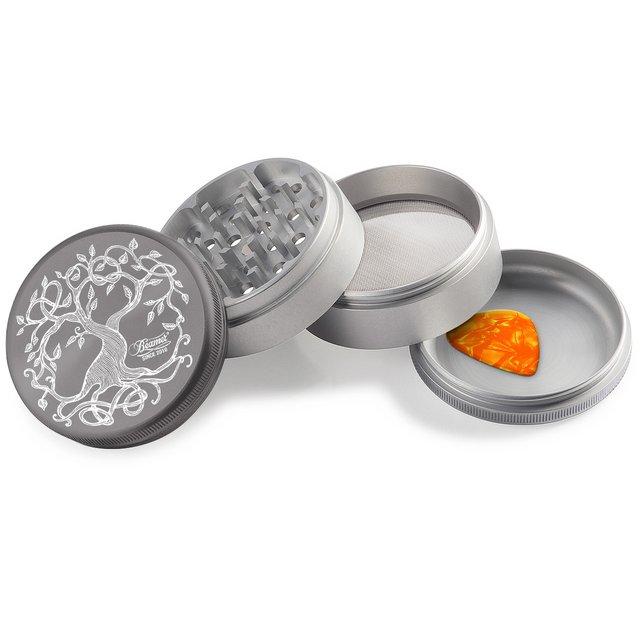 BEAMER ALUMINUM GRINDER 63MM 4 PARTS TREE OF LIFE DESIGN GREY & SILVER