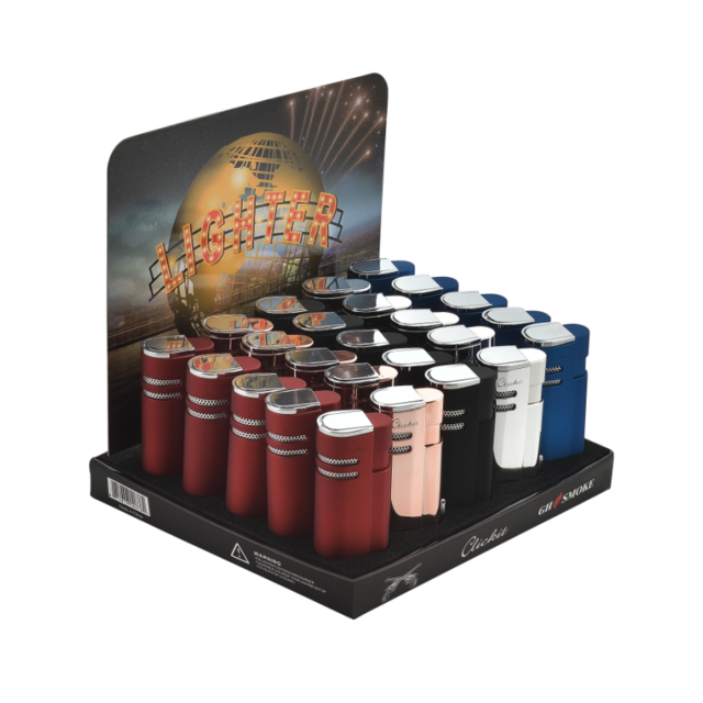 FLIP TOP TRIPLE TORCH LIGHTER MIX COLOR GH-10868A BOX OF 25