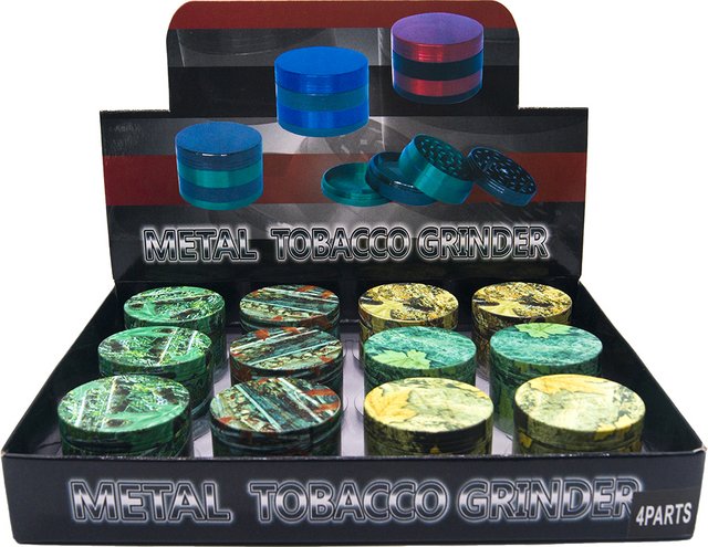 GRINDER 4 PARTS UV PAINTING CHROME WITH SKULL COLOR AROUND GRINDER GR174-50SK BOX OF 12