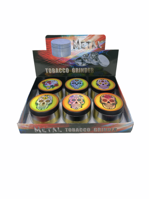 GRINDER ZINC SKULL 4 PC DIAMOND TEETH BOX OF 6 70228L