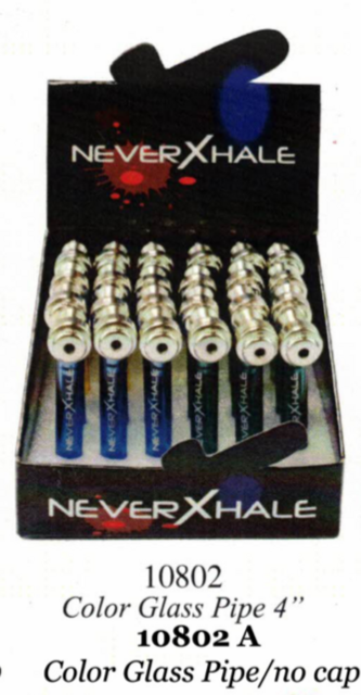 NEVERX HALE COLORFUL METAL GLASS PIPE BOX OF 24 #10802