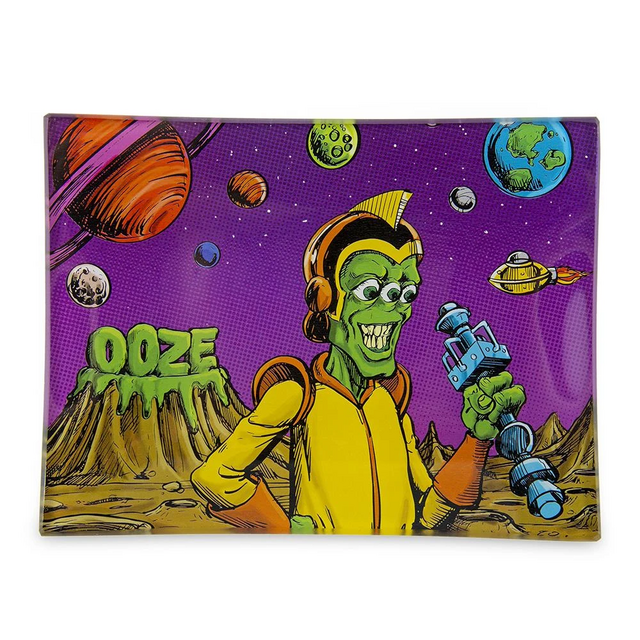 OOZE ROLLING TRAY SHATTER RESISTANT GLASS INVASION SMALL OOZ-568