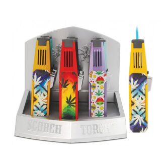 SCORCH TORCH/JET TORCH/HOLD BUTTON/ASST METAL FINISH& DESIGNS BOX OF 9