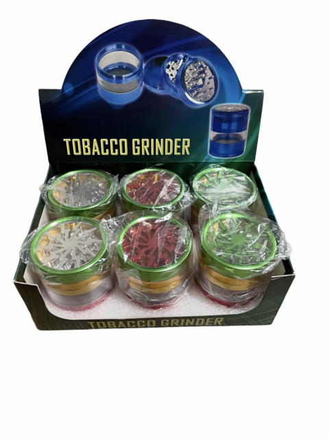 TOBACCO GRINDER 4 PARTS SEE THRU GT-H051 BOX OF 6