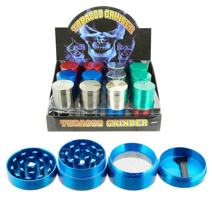 TOBACCO GRINDER ALLOY MIX COLOR 4 PARTS GR104-40 BOX OF 12