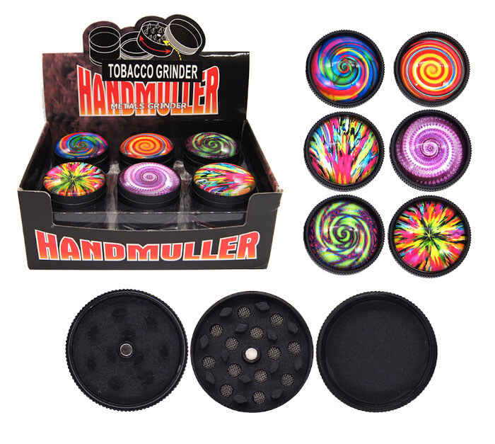 TOBACCO GRINDER CRYSTAL BALL CIRLCE 3 PARTS GR154-52CC BOX OF 12