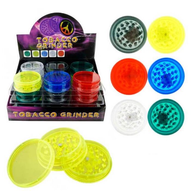 TOBACCO GRINDER GR044 60MM 3 PARTS BOX OF 24