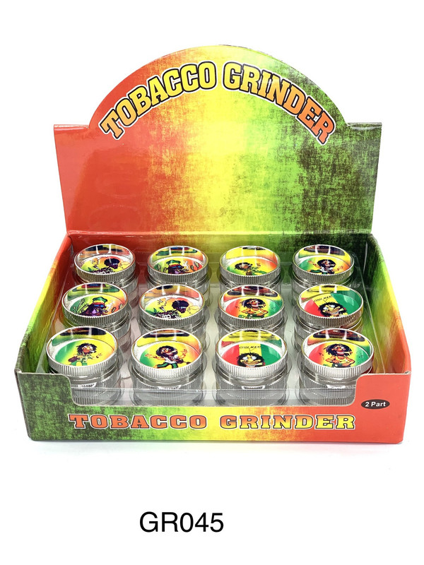 TOBACCO GRINDER METAL RASTA 2 PARTS GR045-IS BOX OF 24