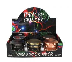 TOBACCO GRINDER MIX COLOR WITH DIAMOND ON SIDE GR205-61GL BOX OF 6
