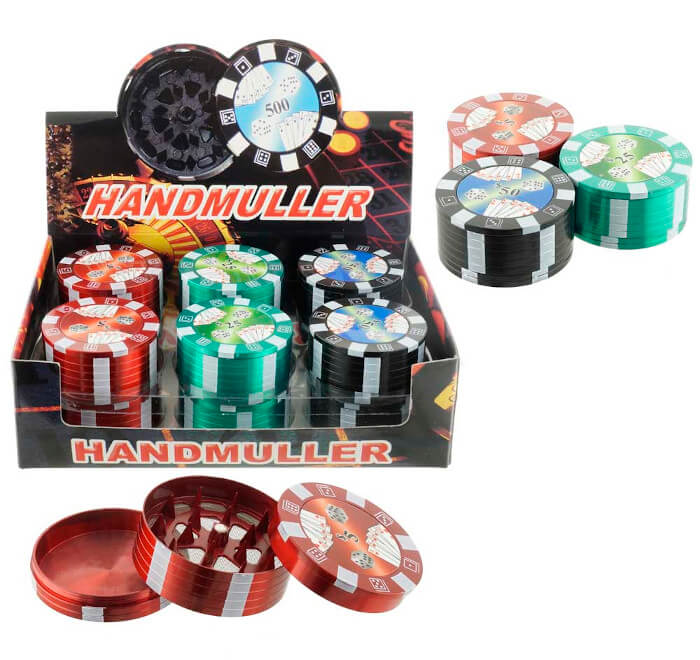 TOBACCO GRINDER POKER CHIP 3 PARTS GR014 BOX OF 12