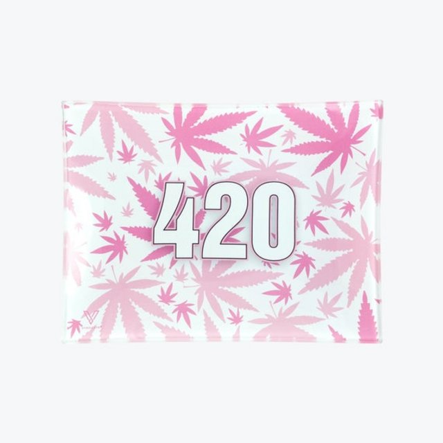 V SYNDICATE MEDIUM GLASS ROLLING TRAY 420 PINK